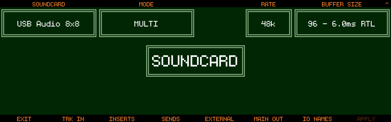 Soundcard Settings (External Interface)