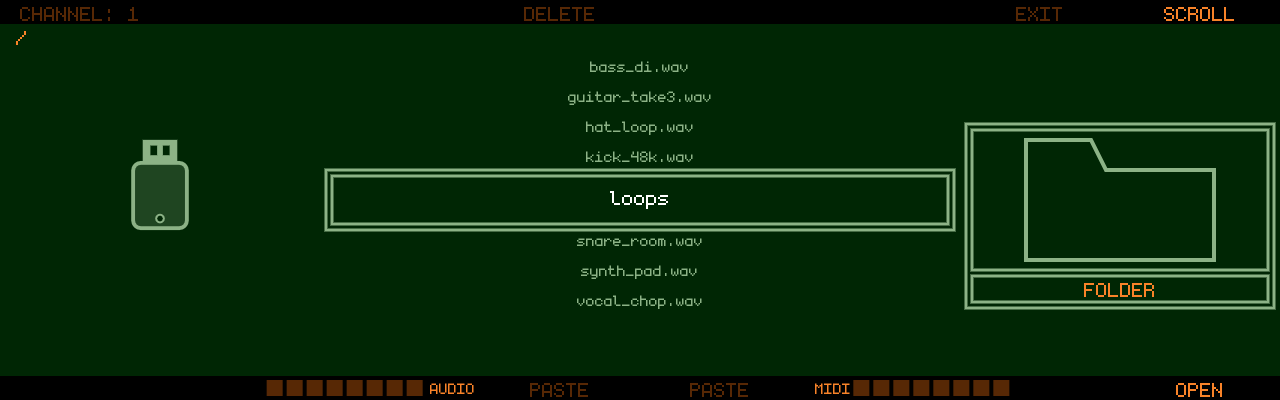 USB Browser with a folder selected